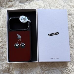 Casetify Black and Dark Red Cherry Phone Case MagSafe